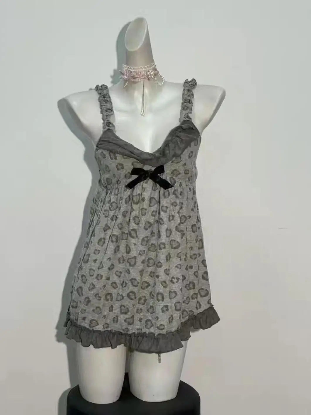 Cyflymder  Sexy Leopard Print Dress Y2k Vintage Goth Punk Slim WomanClothes Aesthetic Harajuku Backless Summer Sleeveless Dresses Gyaru 90s