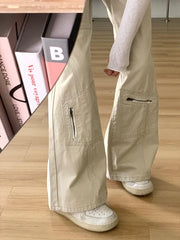 Cyflymder  American Design Loose Women's Jeans Wide Leg Pants High Waist Cargo Denim TAs Summer Thin MicroFlared Utili Dungarees