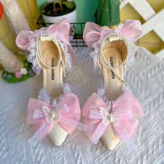 Cyflymder  High Quality Designer Luxury Shoes Bridal Wedding Shoes Y2K Heels Lolita Cosplay 2000S Heels Bow Butterfly Heels Party Shoes