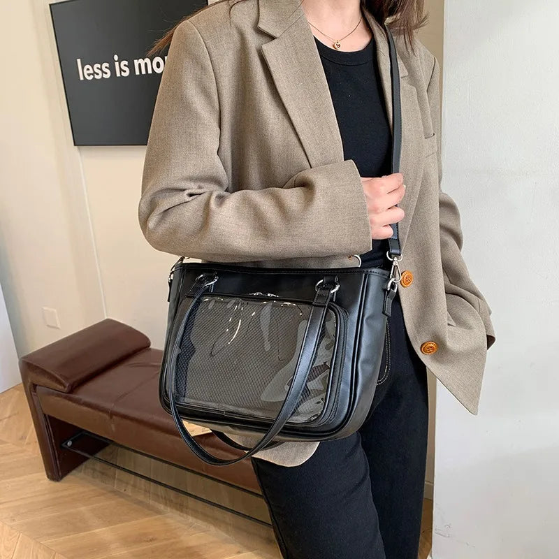 Cyflymder  Korean Y2k Aesthetic Transparent Backpacks Vintage All Match Casual Shoulder Ita Bags Streetwear Women Simple Handbags Crossbody