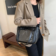 Cyflymder  Korean Y2k Aesthetic Transparent Backpacks Vintage All Match Casual Shoulder Ita Bags Streetwear Women Simple Handbags Crossbody