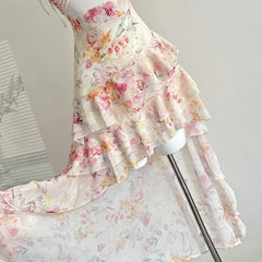 Cyflymder  Summer Women Birthday Prom Cami Dress Midi Coquette French Vintage Hollow Out Vacation Frock Evening One-Piece Party Aesthetic