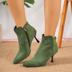 Cyflymder  Women Ankle Boots Suede Pointed Toe Shoes High Heels Pumps Zip Women's Short Boots Elegant Autumn Mujer Botas Shoe