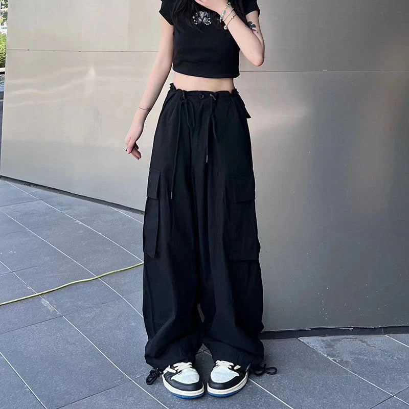 Cyflymder  Y2K Cargo Pants Women Oversized Wide Leg Sweatpants Streetwear High Waist Baggy Joggers Harajuku Hip Hop Casual Sports Trousers