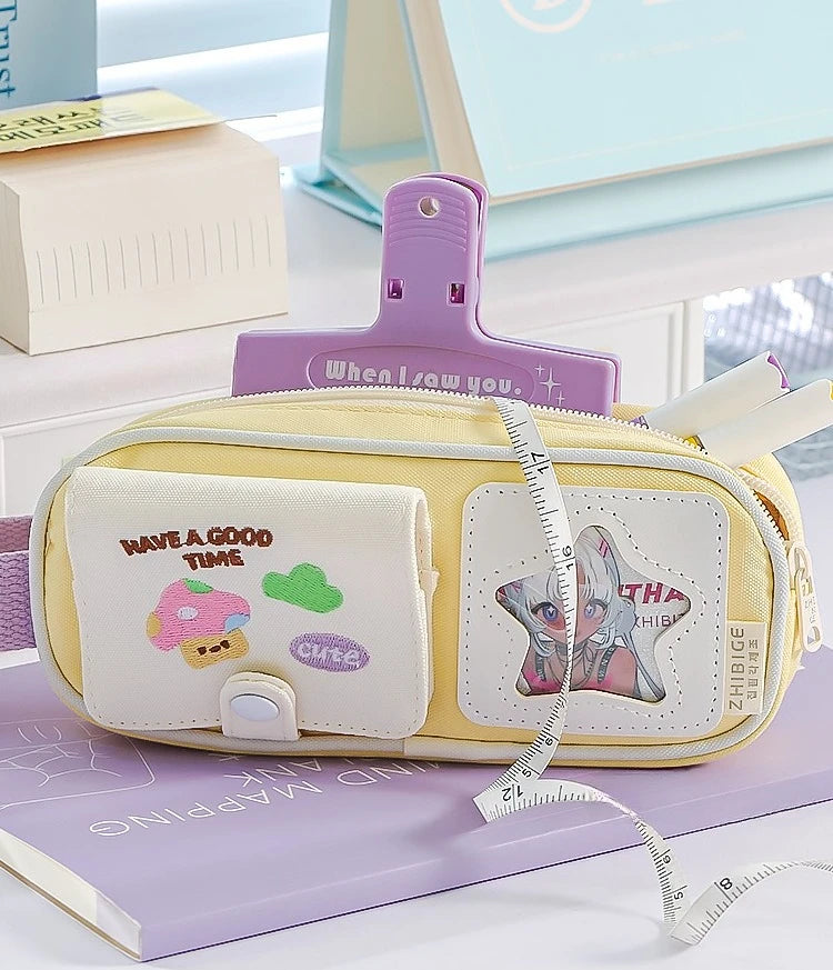 Cyflymder  New Kawaii Detachable Card Pen Organizer Large Capacity Pencil Case for School Ins Aesthetic Stationery Bag Back To School