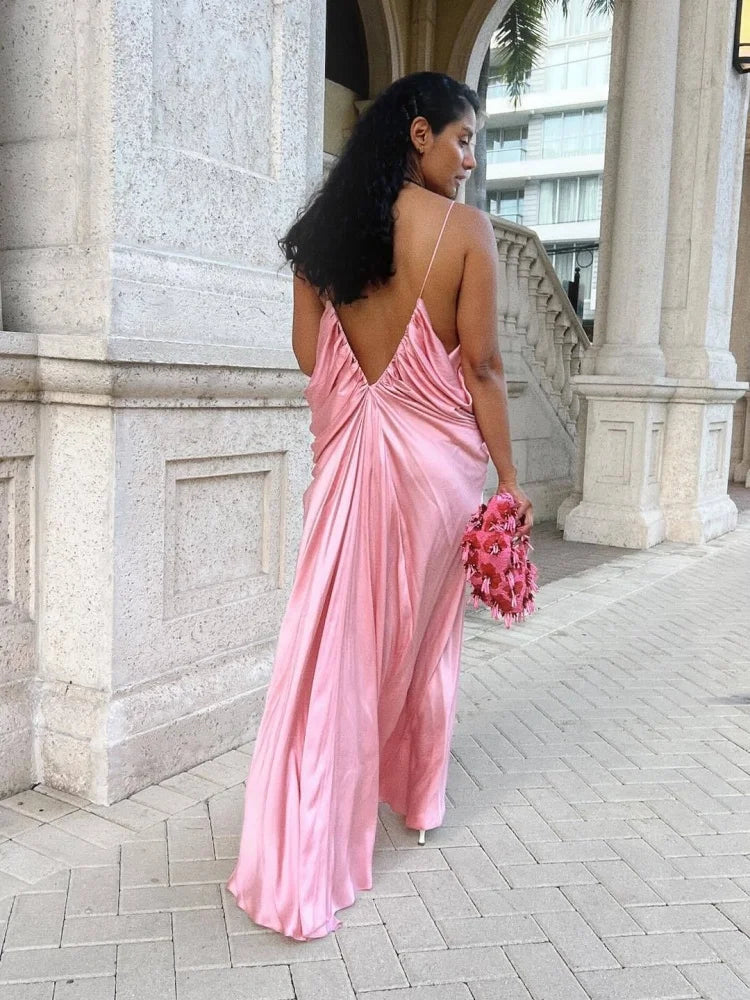 Cyflymder  Dress Women Wholesale European American Fashion Woman Clothing Solid Color Sexy Backless Dress V Neck Dresses 2025