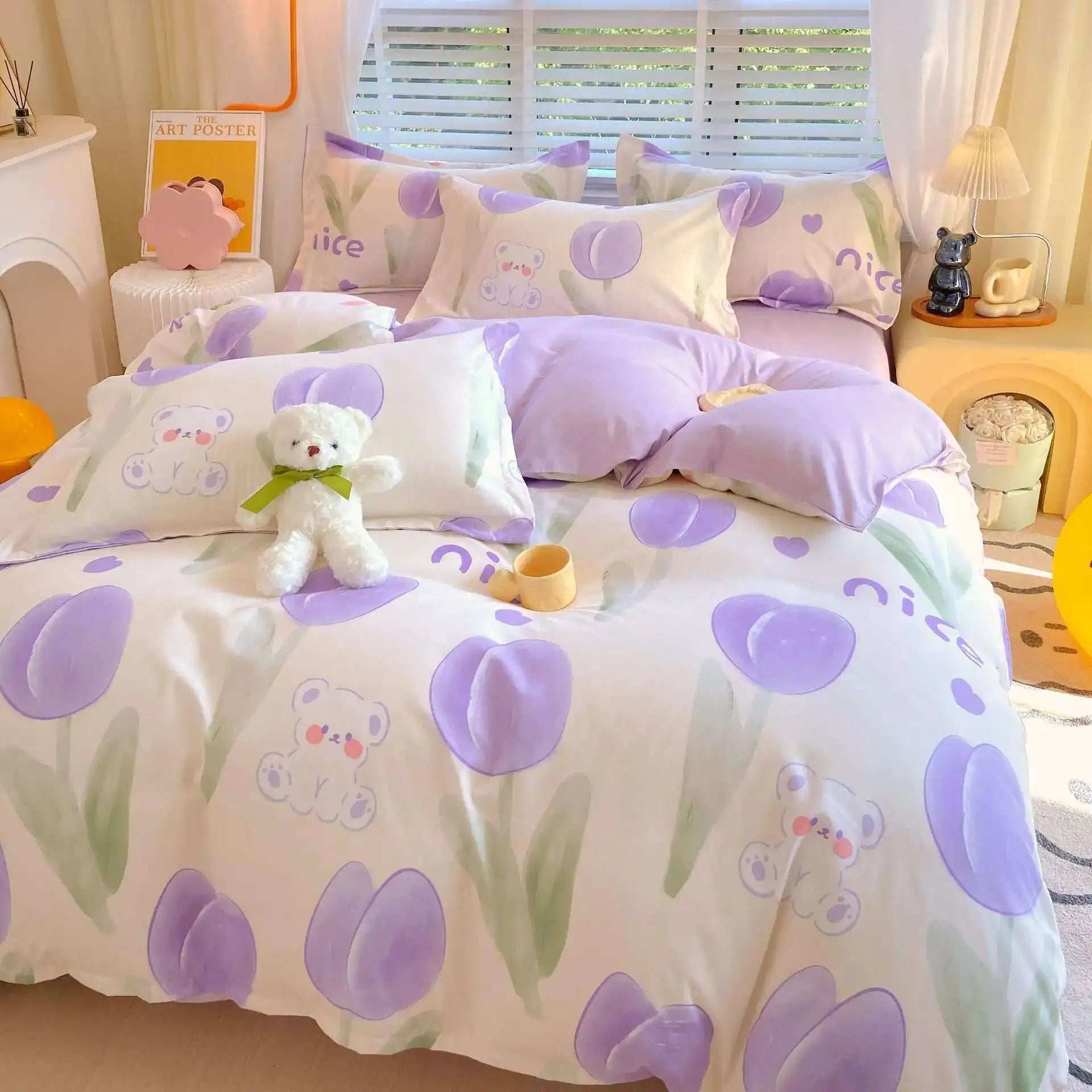Cyflymder  New Cotton Duvet Cover, Long Staple Cotton Bed Sheet, Thickened And Brushed Four Piece Set, Student Dormitory Three Piece Set