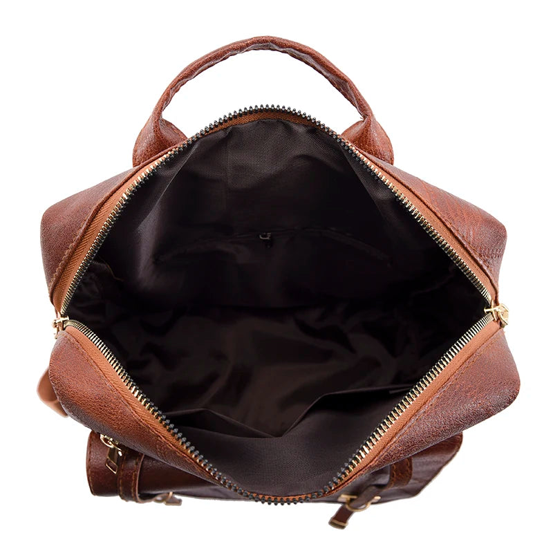 Cyflymder  Vintage Women's Bag Large Capacity Leather Daily Commute Travel Women's Backpack Shopping Fashion Designer School Bags Travel