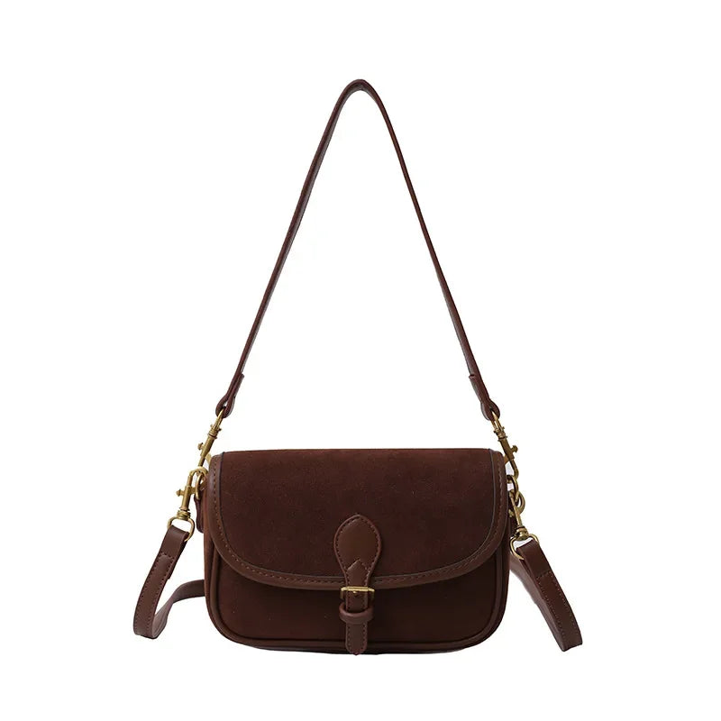 Cyflymder  New Ladies Vintage Saddle Bag Simple Commuter Crossbody Bag Soft Texture Bean Curd Square Bag Elegant Versatile Shoulder Bag
