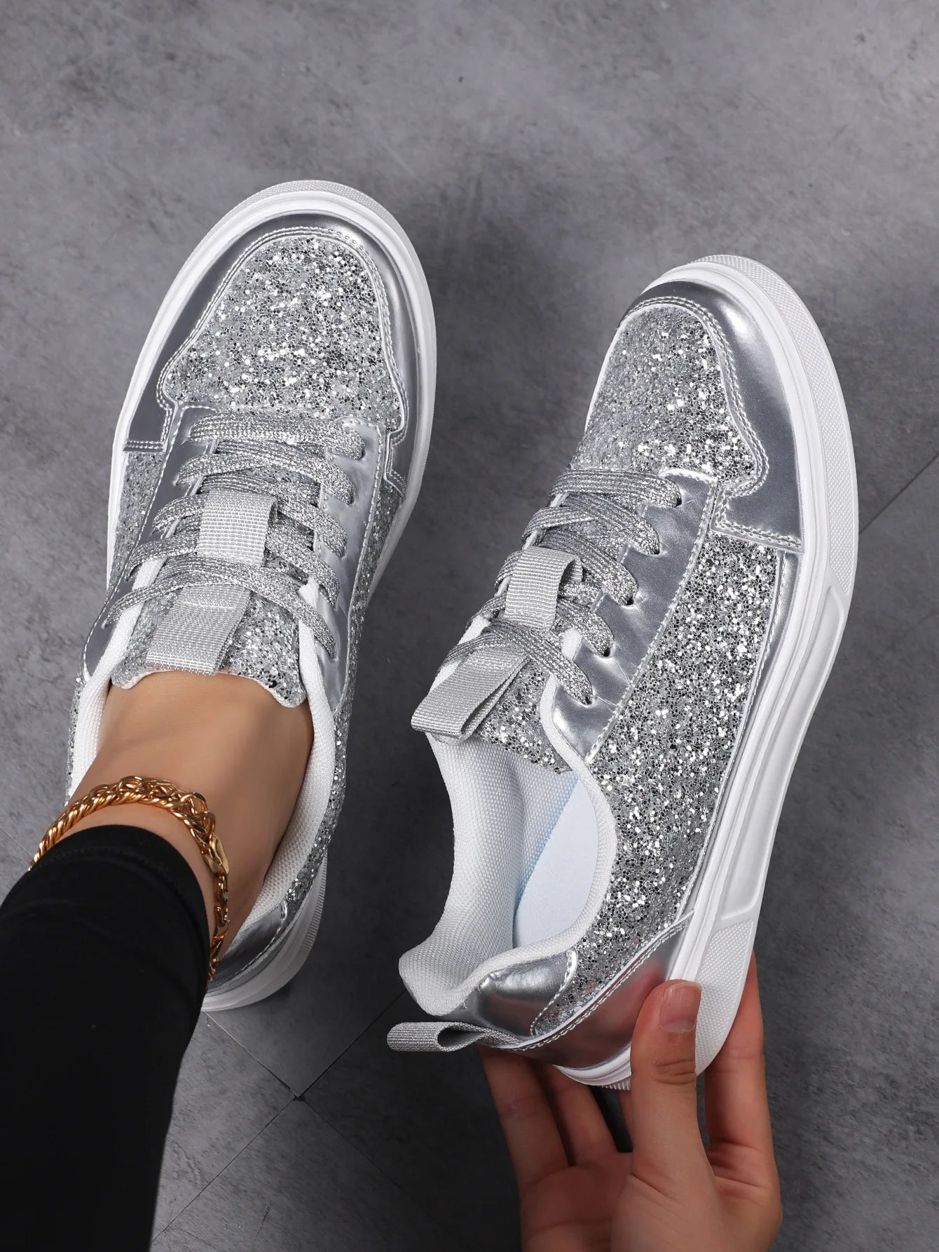 Cyflymder  Women's Patent Leather Shoes Woman Flat Sneaker Lace Up Designer Summer Ladies Comfortable Casual Footwear