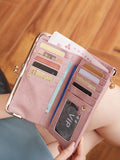 Cyflymder Solid Color Multi Functional Long Wallet, Vintage Clutch Coin Purse, Women's Card Holder Zipper Wallet
