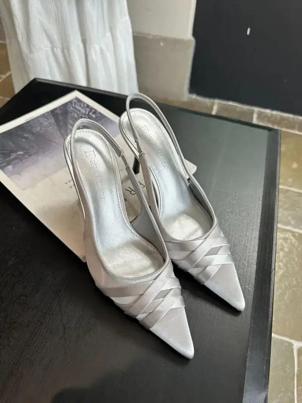 Cyflymder  Low Sandals Woman Leather Low-heeled Hoof Heels Rome Fabric PU Silk Slides Low Sandals Woman Leather Low-heeled Rome Silk Slides