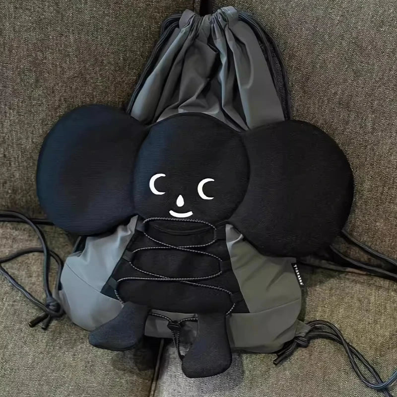 Cyflymder  Trendy Patchwork Cartoon Kawaii Cute Backpack Drawstring Pleated Preppy Schoolbags Y2k Aesthetic All Match Backpacks Streetwear