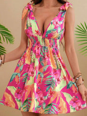 Cyflymder  Elegant Off-Shoulder Maxi Dress with Ruffle Detail and Tie Waist Women s Summer Boho Floral Print Beach Dress in Flowy Style