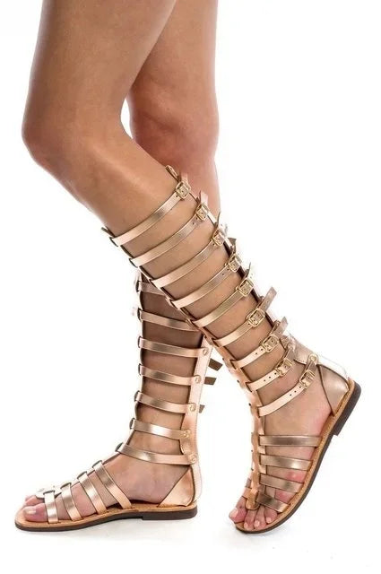 Cyflymder  Sandal Woman Summer Roman Bandage Sandals Women Causal Zip Flat Sandals Girls Summer Hollow Beach Shoes