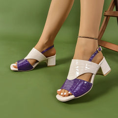 Cyflymder  Sandals Shoes Big Size Slippers Women Summer Square heel Pantofle Low Med Slides Block Hoof Heels Fabric Rome