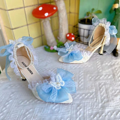 Cyflymder  High Quality Designer Luxury Shoes Bridal Wedding Shoes Y2K Heels Lolita Cosplay 2000S Heels Bow Butterfly Heels Party Shoes