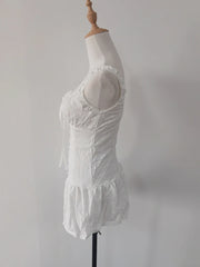 Cyflymder  Square Collar Slim Fit Dress for Women's Summer Sexy Lace-up A-line Strap Short Dress Fashion Female Clothes