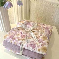 Cyflymder  Vintage Garden Plants Herbs Floral Blossom Breathable Soft Pure Cotton (1Duvet Cover+1Flat Bedsheet+ 2Pillowcases) Twin Double