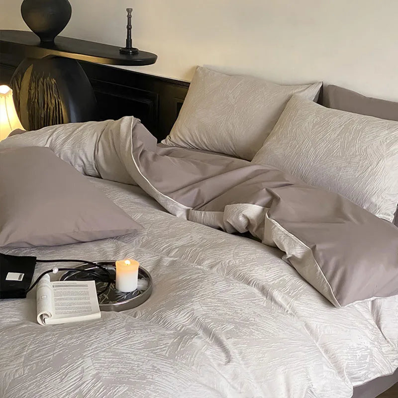 Cyflymder  Premium 100S Pure Cotton Jacquard Bedding Sets Luxury Skin Friendly Smooth Quilt Cover Kit Bed Linens for Adults and Children