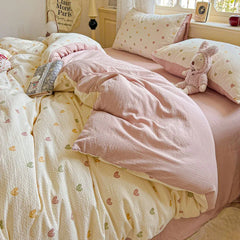 Cyflymder  Nordic Style Small Floral Print Bedding Sets Ultra Soft Breathable Single Queen Bedclothes Comforter Set for All Seasons