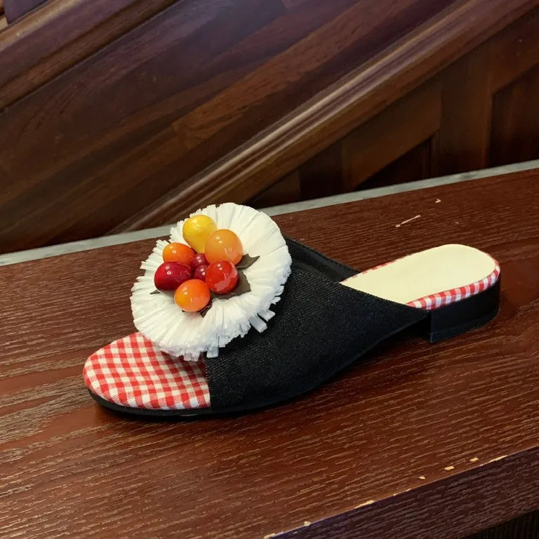 Cyflymder   Fashion Designer Women's Shoes New Exquisite Flower Muller Slippers for Woman Bohemia Comfortable Casual Shoes Zapatos De Mujer