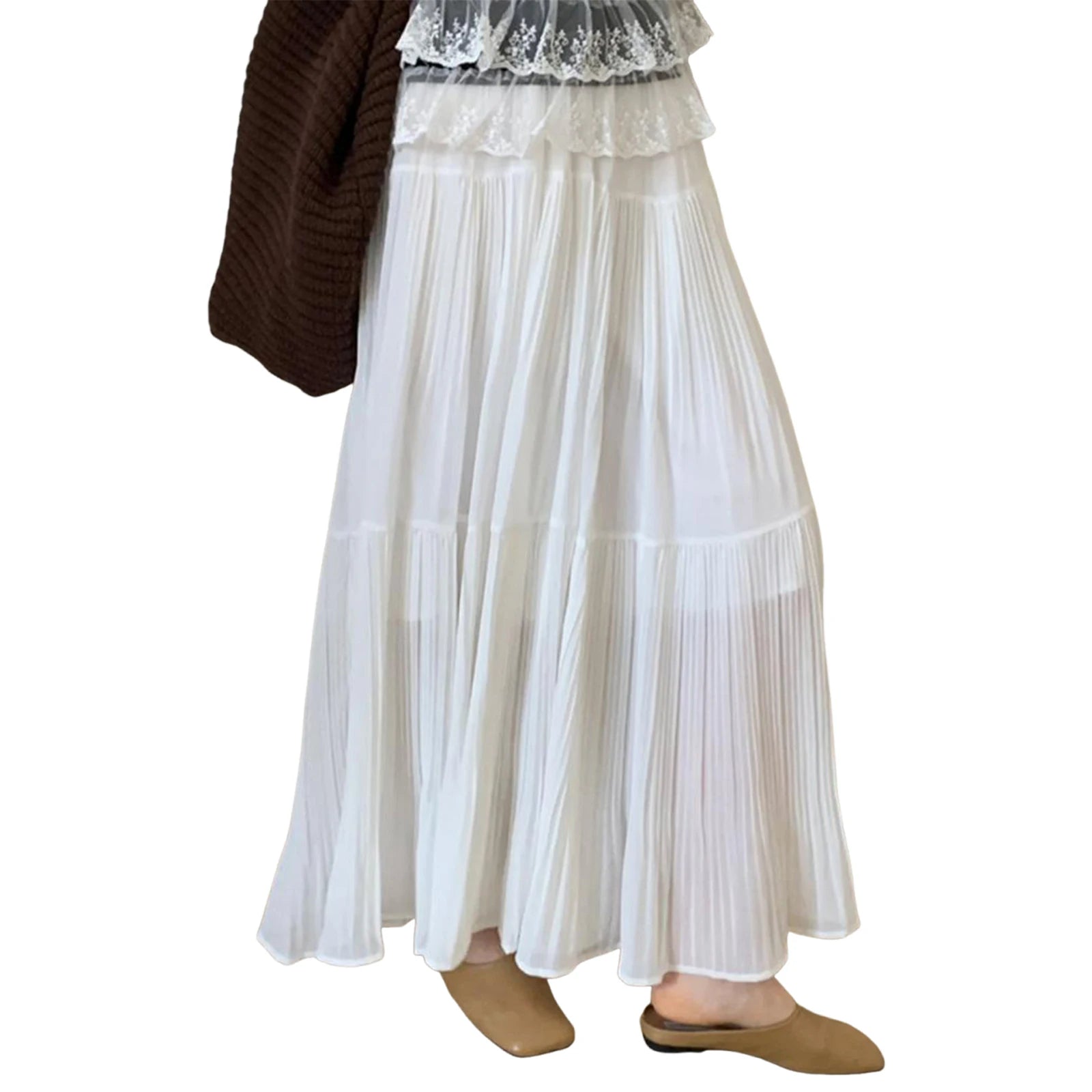 Cyflymder  Women s Lightweight Maxi Skirt with Elastic Waistband and Boho Print for Vacation Picnic Outdoor Activities