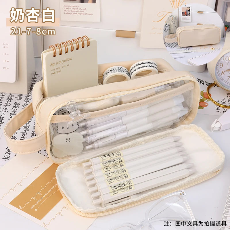 Cyflymder  Large Capacity Pencil Case Kawaii Stationery Pen Case Trousse Transparent Pencilcase School Supplies Estuche Escolar Pencil Box
