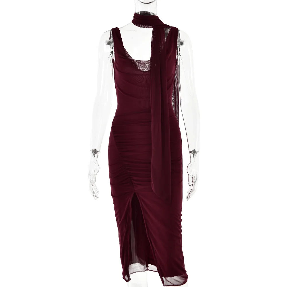 Cyflymder  Hot Selling New Product Sexy Mesh Splicing Swing Collar Suspender Slit Backpack Hip Skirt