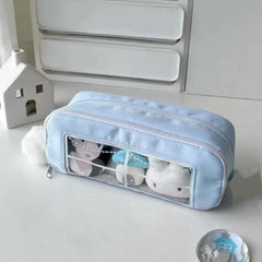 Cyflymder  Simplicity Korean Fashion Sweet Pencil Case for Kids Solid Color Cute Stationery Storage Large Capacity Pen Bag School Supplies