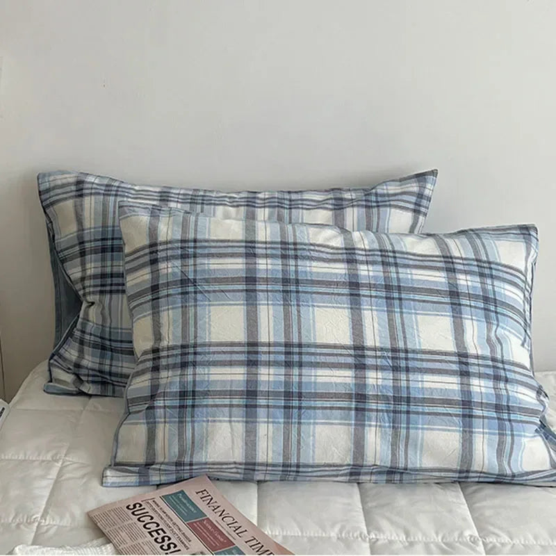 Cyflymder  Japanese Style Cotton Printed 4Pcs Bedding Sets Skin Friendly Ab Double-Sided Design Duvet Cover Washed Comfort Set for Adults