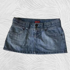 Cyflymder  Womens Classic Blue Denim Mini Skirt High Quality Casual Summer Skirt Young Ladies Comfortable Fit with Stylish Pocket Design
