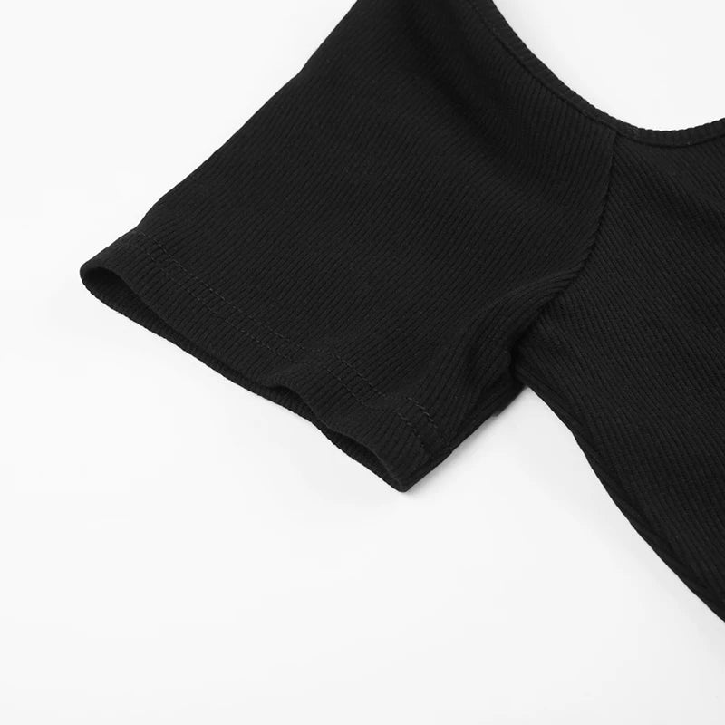 Cyflymder  Sporty Activewear Basic Solid Playsuits Sexy Slim Square Collar Short Sleeve Rompers Women Summer Fashion Streetwear