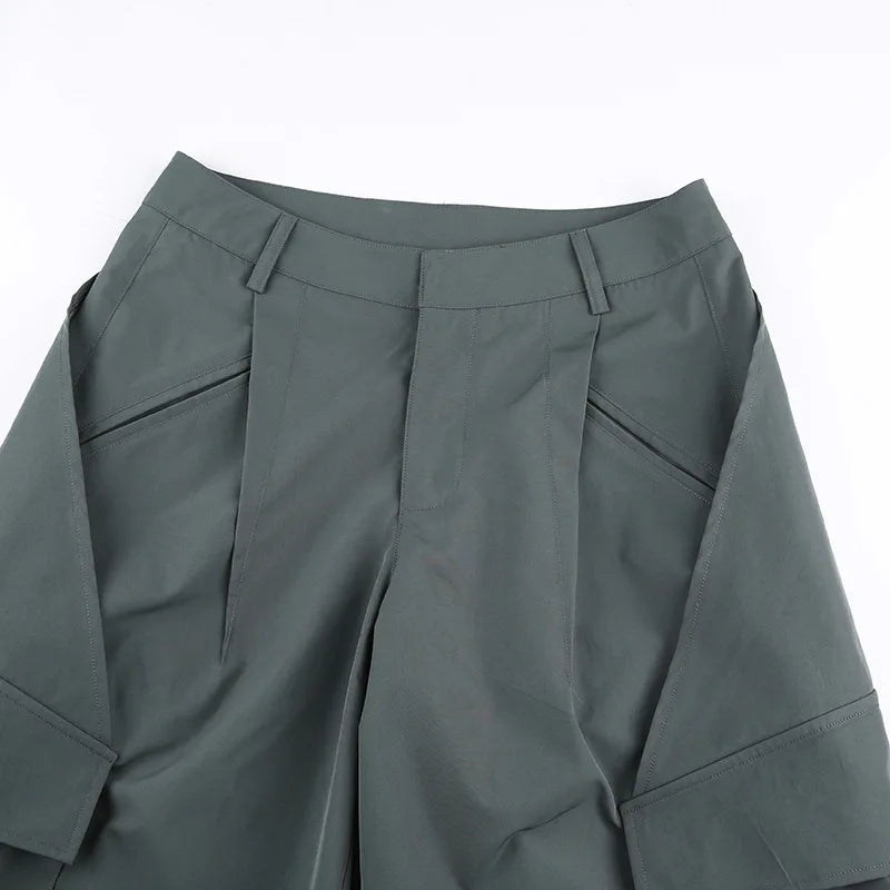 Cyflymder  American Retro Baggy Cargo Pants Y2K Streetwear Low-Waisted Wide Leg Trousers Female Fashion Big Pocket Straight Pants