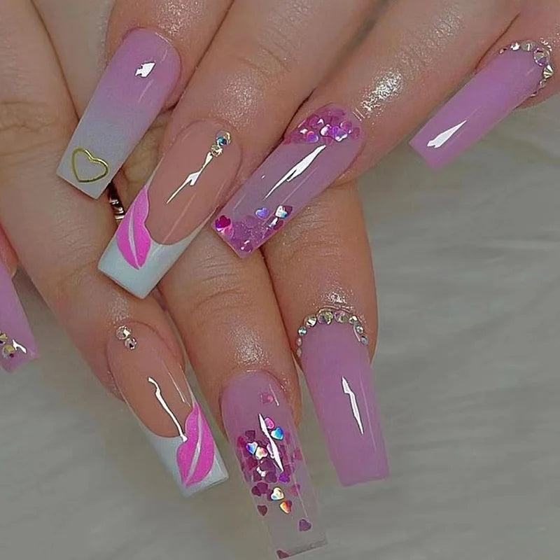 Cyflymder  24Pcs Long Square False Nails Simple White French Fake Nails Wearable Ballet Coffin Full Cover Nail Tips ABS Press on Nails