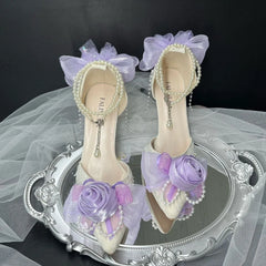 Cyflymder  purple luxury designer heels high heels elegant lolita y2k accessories bridal heel wedding bride shoes Japanese style JK shoes