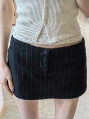 Cyflymder  Striped Low Rise Mini Skirts Women Summer Pockets Straight Streetwear Casual Slim Short Falda Female Sweet Chic Vintage Skirt