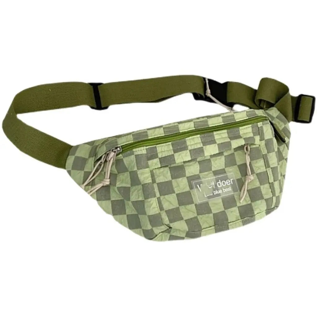 Cyflymder  Korean Retro Chessboard Chest Bag Women's Japanese Versatile Leisure Large Capacity Messenger Bag Men's Sports Waist Bag Fashion