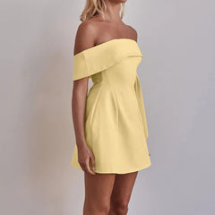 Cyflymder  Sexy ort Off-oulder Birthday Par Dr Women's Tube Top Dr Polyester Material A-Line Skirt Sle for Young Girls