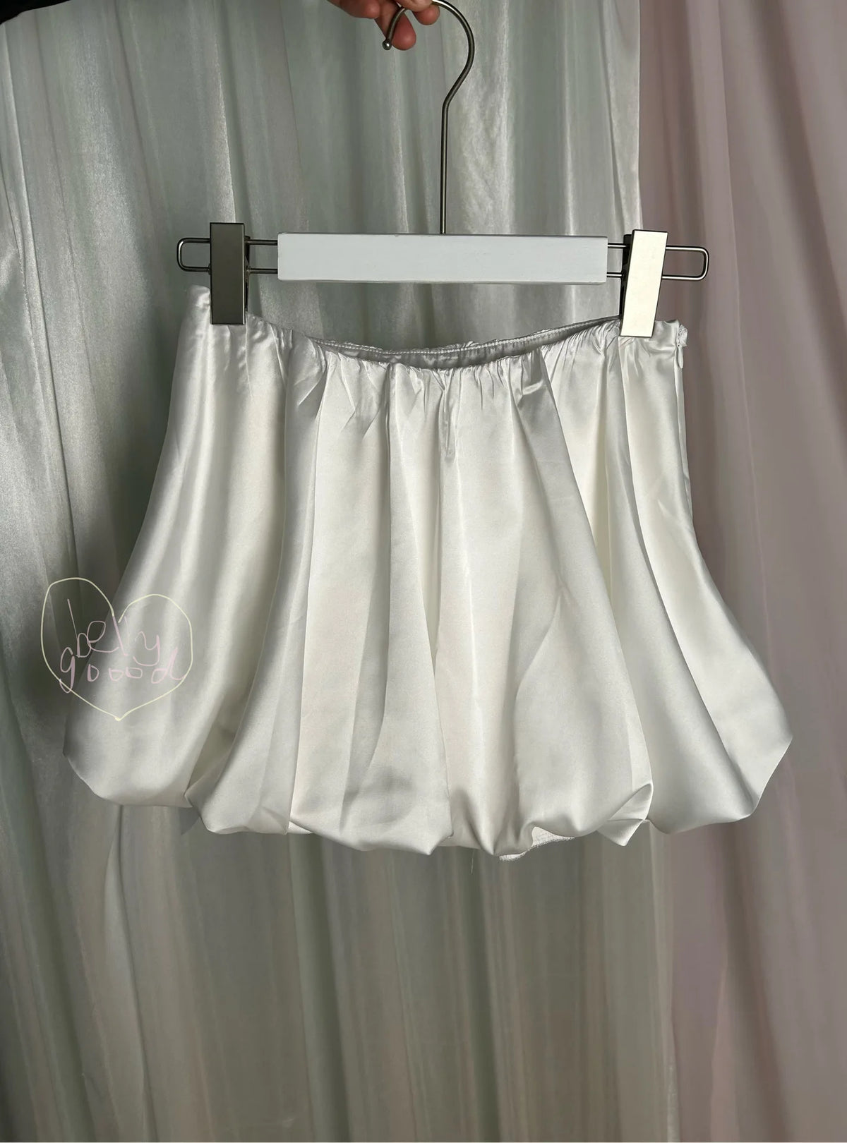 Cyflymder  Summer Low Waist Wrinkled Satin Texture A-shaped Puffy Bud Skirt Women's Mini Skirt