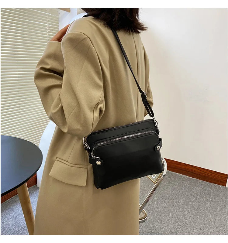 Cyflymder  Vintage pu leather women shoulder bag Multiple pockets female crossbody bag Casual Messenger bag big handbag phone wallet bolsa