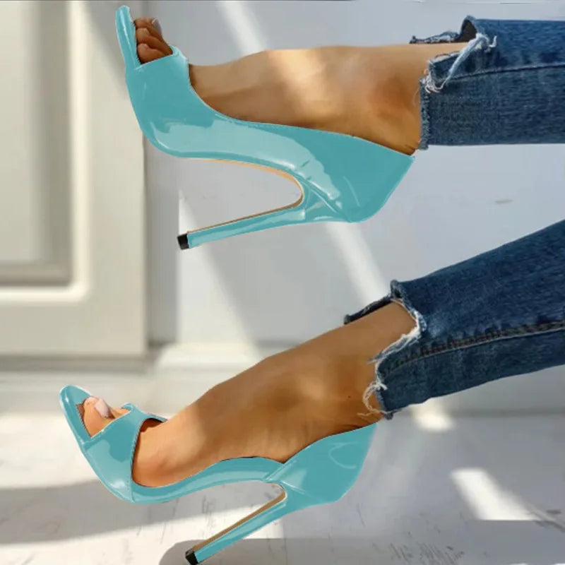 Cyflymder   Fish Mouth Side Air New Round Head Sexy Sandals Women Super High Heel Platform Shoes Plus Size43 Women Shoes