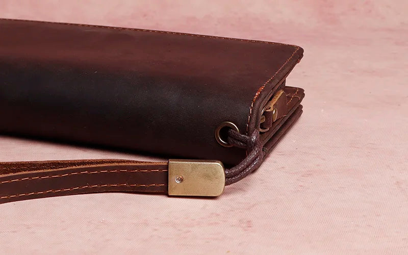 Cyflymder  New Men's Leather Wallet Clutch Bag Large-capacity Card Case Coin Purse First Layer Cowhide Long Wallet Dinner Party Phone Bag