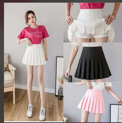 Cyflymder Sexy Women Pleated Skirts High Waist Summer Vintage Mini Skirts Korean Tennis Student White Designed Dance Skirt