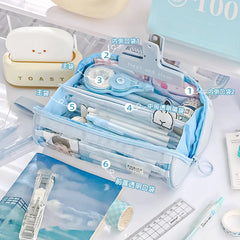 Cyflymder  1 Piece Creative Style Simplicity Pencil Case Cute Candy Color Series Pencil Pouch High Capacity Transparent Stationery Bag