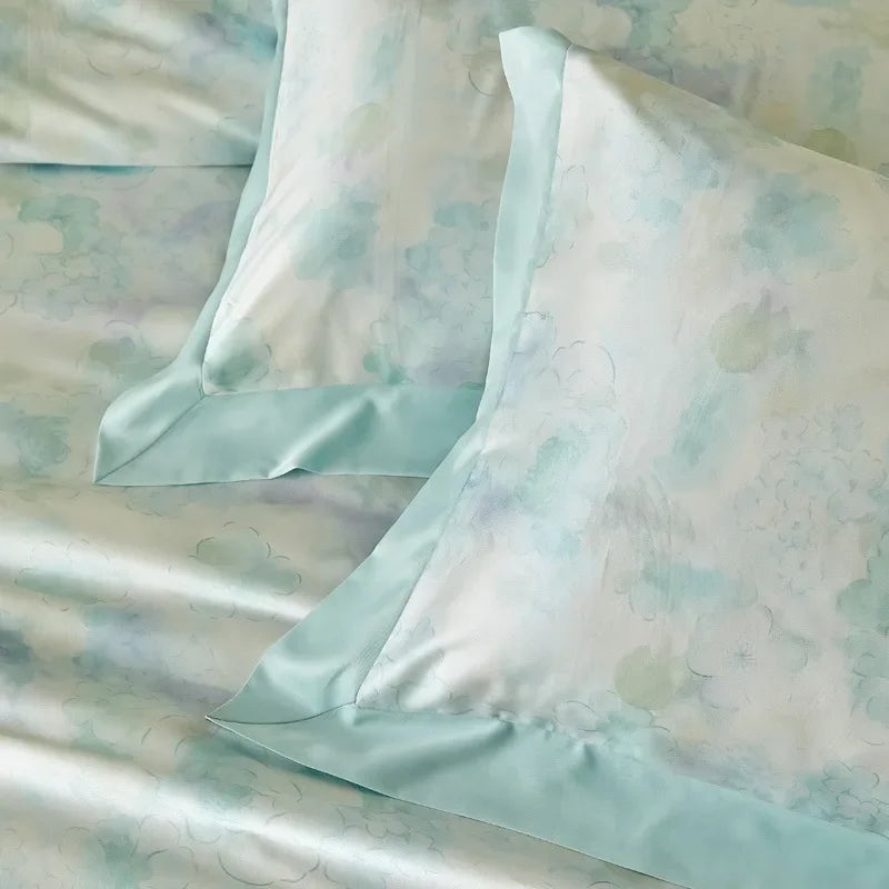 Cyflymder  New Flower Printed Cooling Quilt Set High Quality Ice Feeling Silky Comfort Set Skin Friendly Summer Bedding Set for Adults
