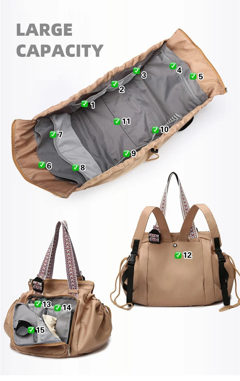 Cyflymder  Sport Versatile Backpack Gym Yoga Fitness Bag Large Drawstring Handbag Shoulder Women Tote Outdoor Shopping Rucksack Mommy Bag