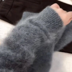 Cyflymder  Spring Autumn Basic Mohair Sweater Women Retro Office Work O Neck Long Sleeve Pullover knitwear Cashmere Jumper Warm 182B