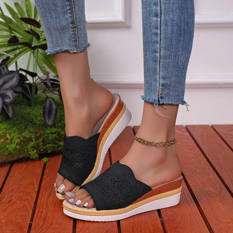 Cyflymder  Autumn New Women's Wedge Slippers High Heels Women's Sandals Outdoor Beach Platform Slippers Comfortable and Fashionable