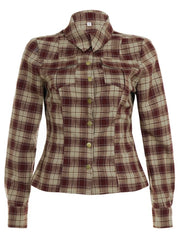Cyflymder  Y2k  American Retro Sexy Slim Plaid Streetwear Single Breasted All Match Pockets Women Shirt